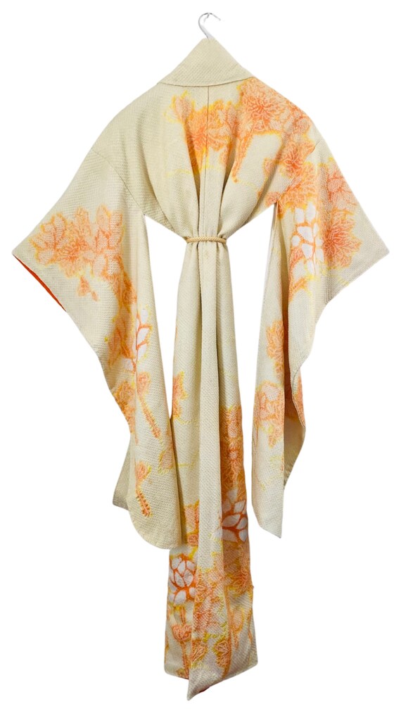 Yellow & orange silk vintage Shibori furisode kim… - image 4