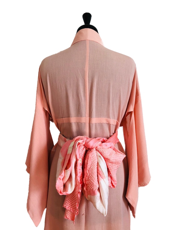 Pink Crepe silk vintage kimono robe