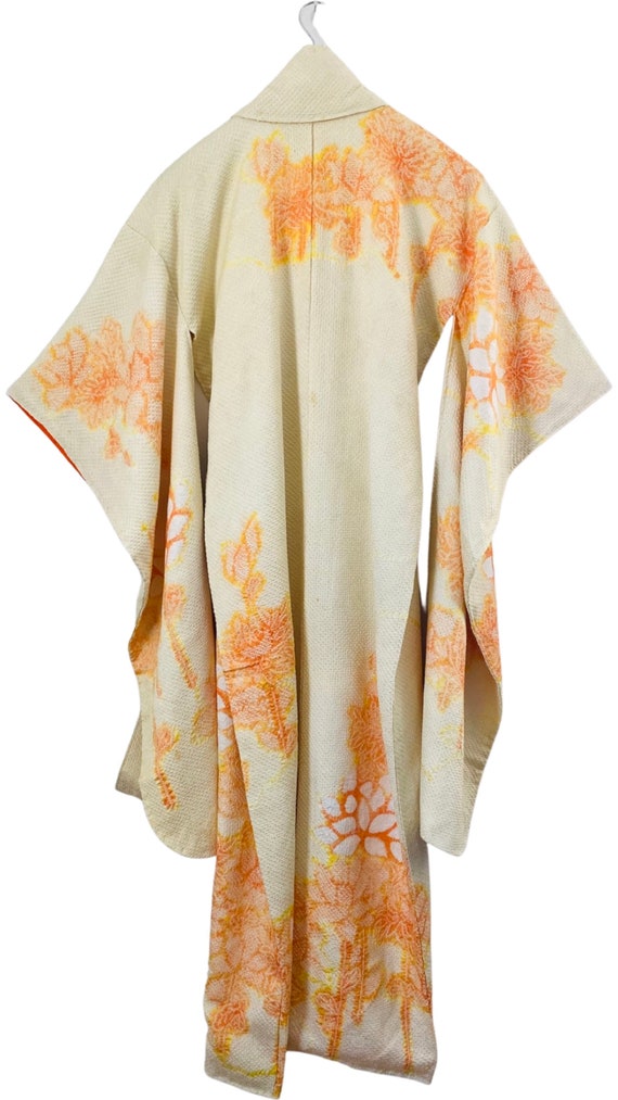 Yellow & orange silk vintage Shibori furisode kim… - image 6