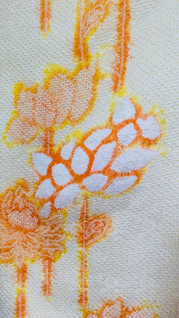 Yellow & orange silk vintage Shibori furisode kim… - image 3