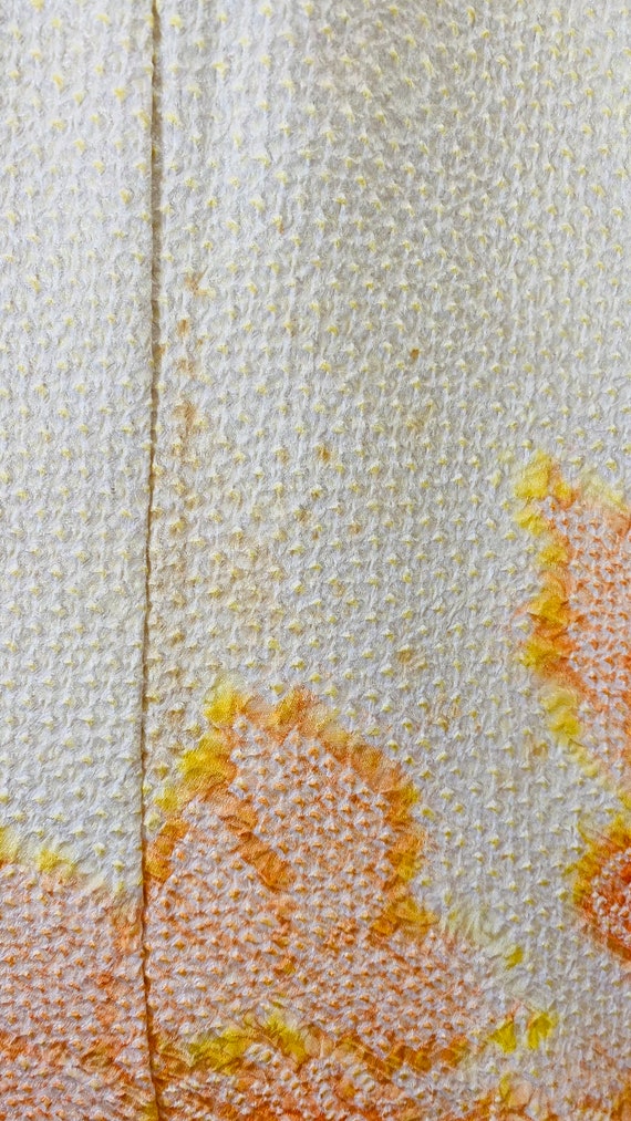 Yellow & orange silk vintage Shibori furisode kim… - image 9