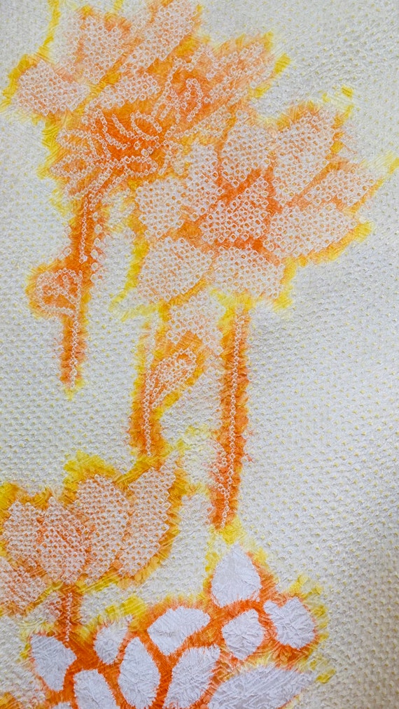 Yellow & orange silk vintage Shibori furisode kim… - image 7