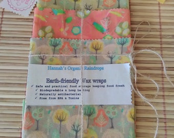 A beeswax wrap - a reusable, eco-friendly plastic alternative foodwrap - pack of 3