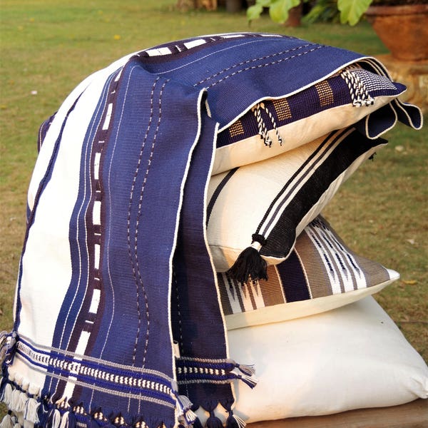 Navy and Off-White Nagaland Throw