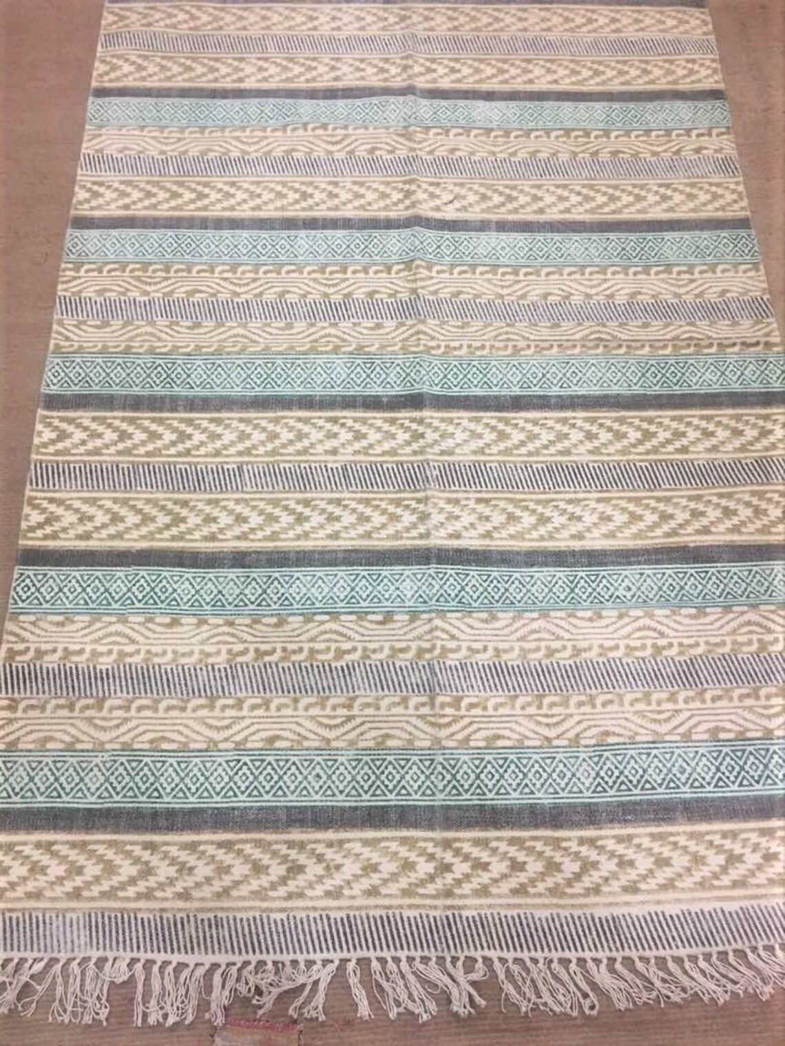 Yellow Patterned Dhurrie Rug Etsy UK