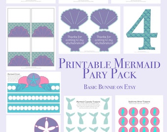 Mermaid Birthday Party Pack-Printable-Instant Download-Under The Sea-Pool Party