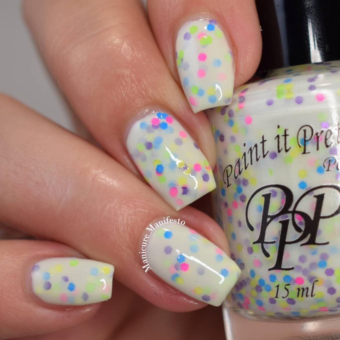 CONFETTI white crelly neon glitter indie nail polish by Paint Etsy