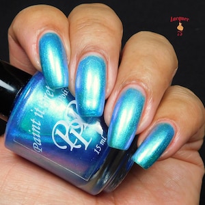 SPOOKY SHOES, Blue shimmer nail polish, lacquer, indie nail polish, Paint it Pretty Polish image 8