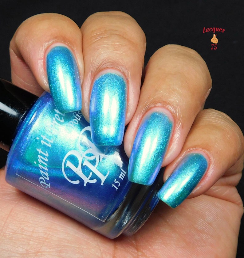 SPOOKY SHOES, Blue shimmer nail polish, lacquer, indie nail polish, Paint it Pretty Polish image 8