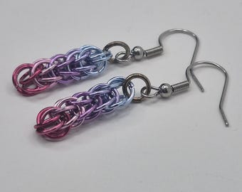 Persian gradients chainmail earrings