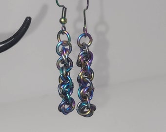 Earrings, multichrome rosette earrings