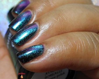 Aurora Borealis, magnetic indie nail polish lacquer by Paint it Pretty Polish