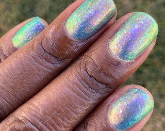 Rainbow Flare, shimmer flake indie nail polish lacquer by Paint it Pretty Polish