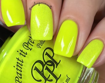Cascade, neon nail polish, neon yellow nail polish, yellow polish, indie nail polish 5 free, paint it pretty polish