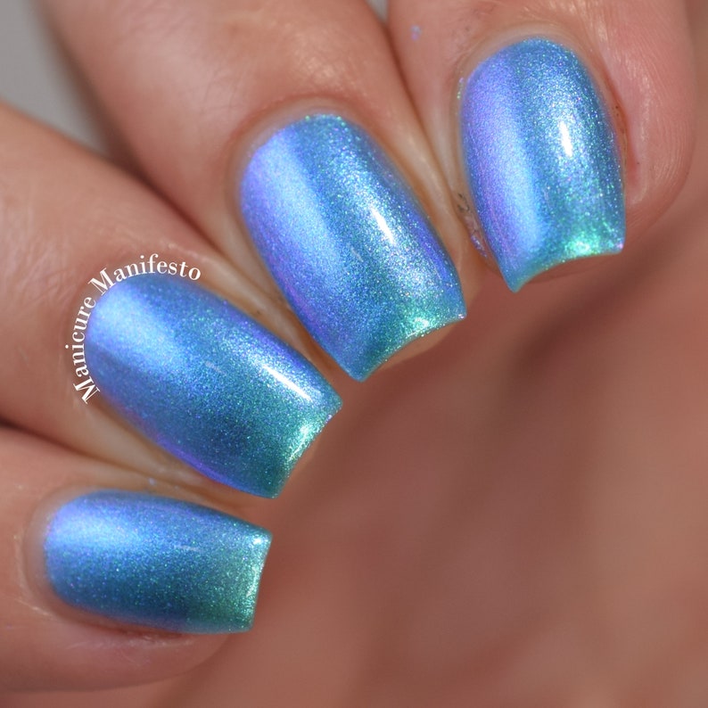 SPOOKY SHOES, Blue shimmer nail polish, lacquer, indie nail polish, Paint it Pretty Polish image 6