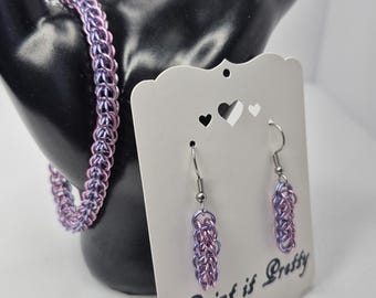 bracelet and earring set, Persian weave chainmail, chainmaille