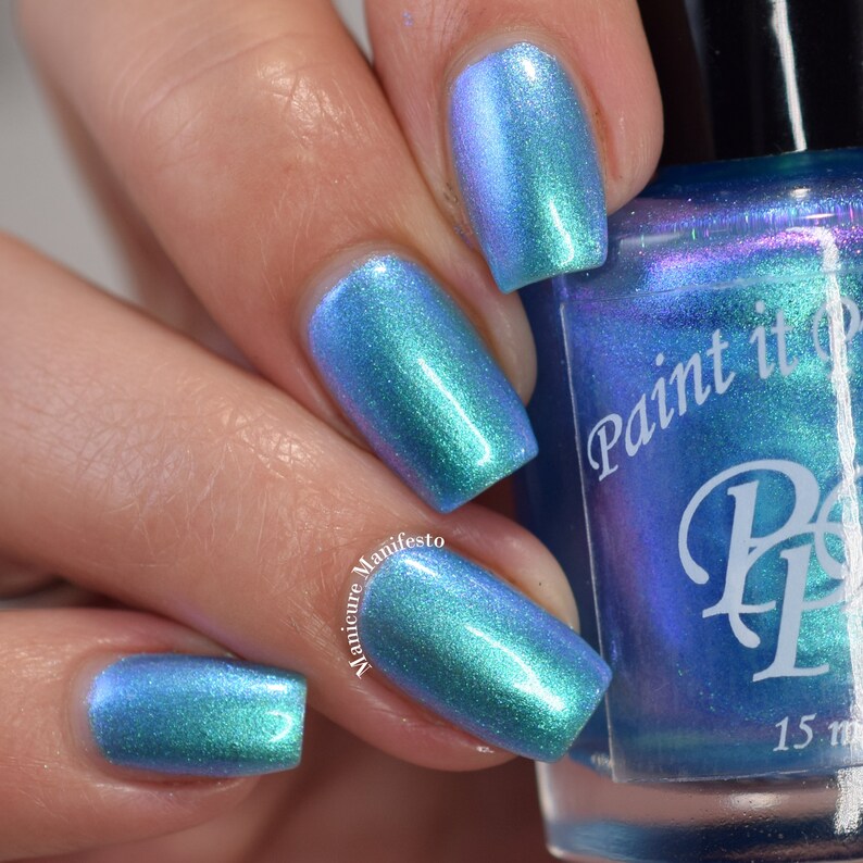 SPOOKY SHOES, Blue shimmer nail polish, lacquer, indie nail polish, Paint it Pretty Polish image 5