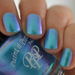 SPOOKY SHOES, Blue shimmer nail polish, lacquer, indie nail polish, Paint it Pretty Polish image 4