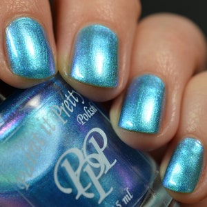 SPOOKY SHOES, Blue shimmer nail polish, lacquer, indie nail polish, Paint it Pretty Polish image 3