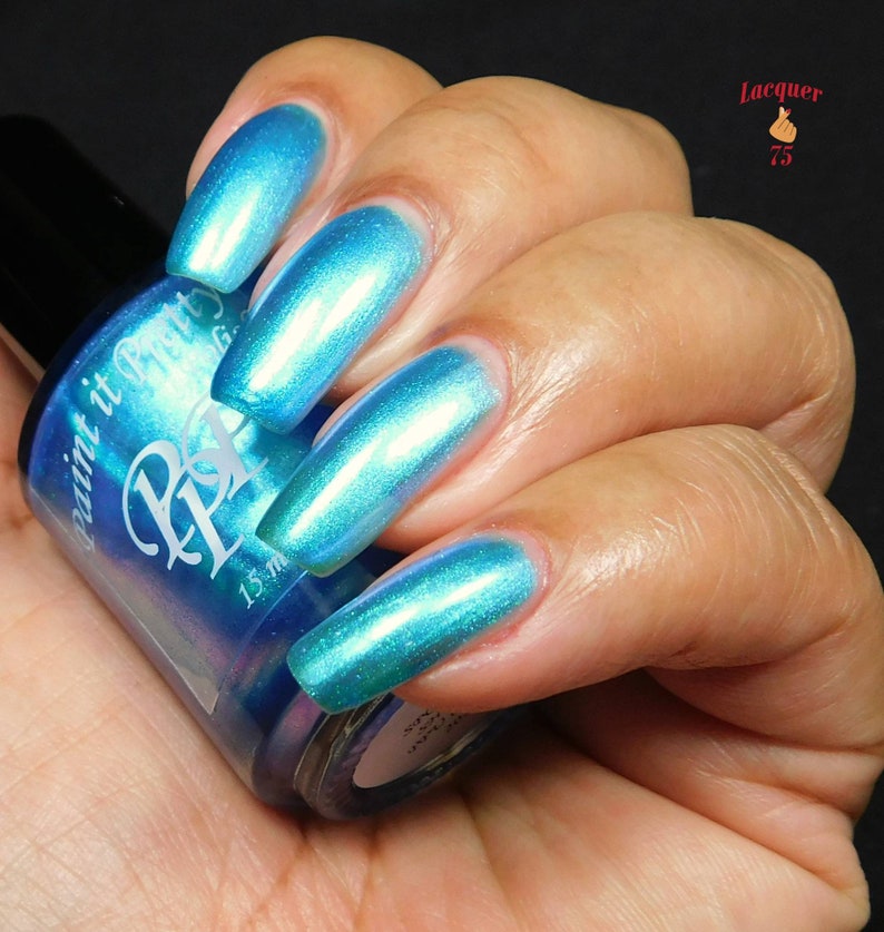 SPOOKY SHOES, Blue shimmer nail polish, lacquer, indie nail polish, Paint it Pretty Polish image 9