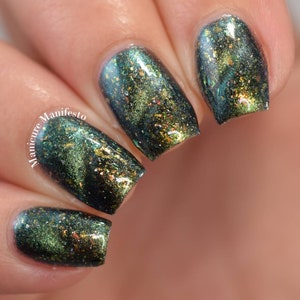 ASTERISM, teal green magnetic multichrome indie nail polish lacquer by Paint it Pretty Polish