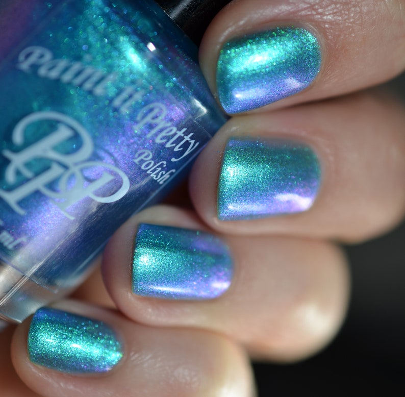 SPOOKY SHOES, Blue shimmer nail polish, lacquer, indie nail polish, Paint it Pretty Polish image 1