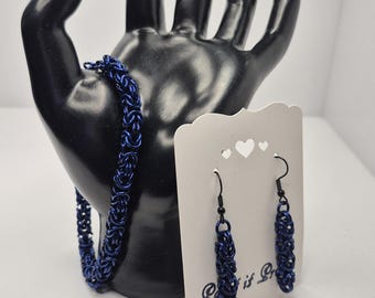 bracelet and earring set, byzentine chainmail, chainmaille