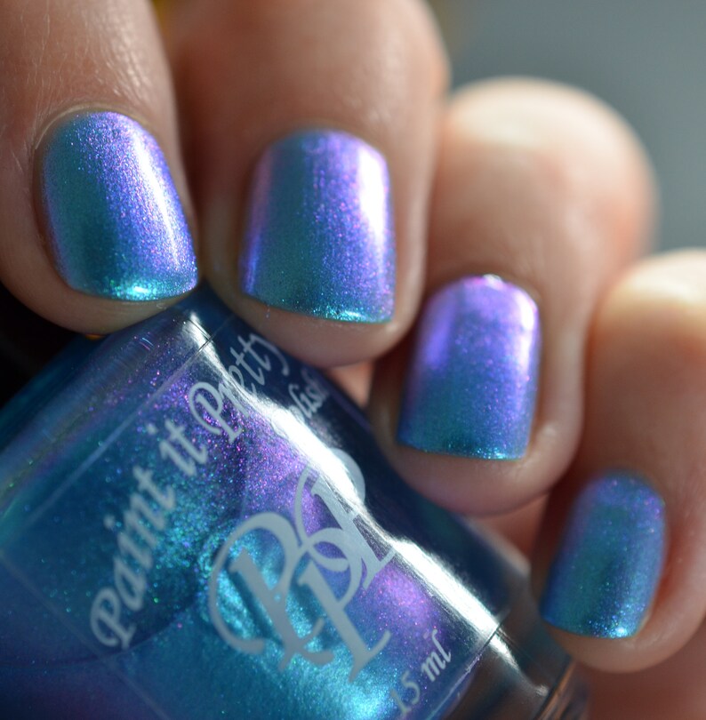 SPOOKY SHOES, Blue shimmer nail polish, lacquer, indie nail polish, Paint it Pretty Polish image 2