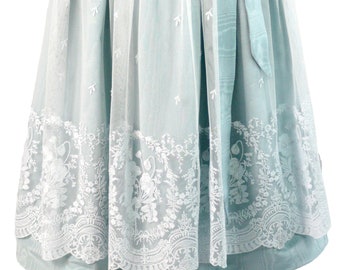 Light blue dirndl apron made of tulle lace