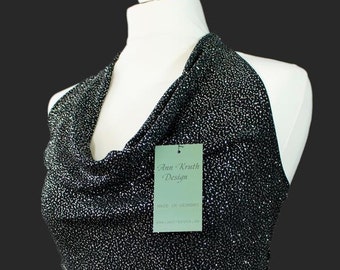 Elegantes Neckholder Glitzer- Top aus ital. Jersey für Party, Disko, Cocktail