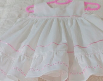 Festive baby dress in white pink baptism
