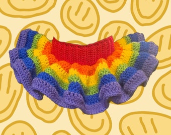 Crochet Rainbow Clown Ruffle Collar MADE TO ORDER