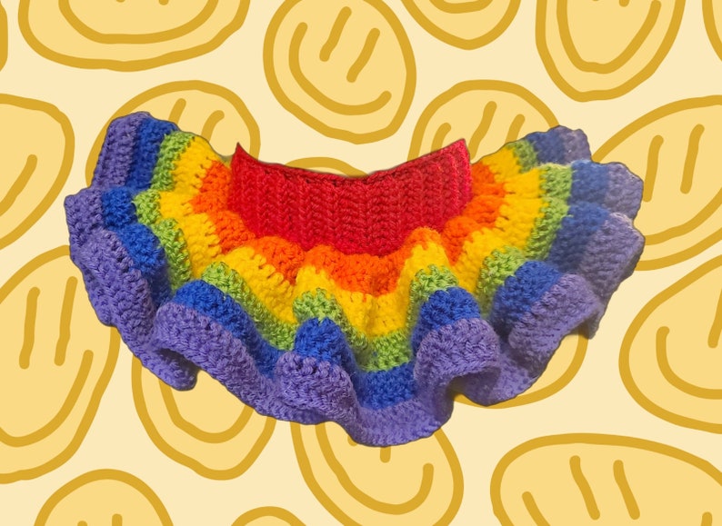 Crochet Rainbow Clown Ruffle Collar MADE TO ORDER - Etsy
