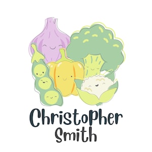 Personalized Fruits and Veggies Name Label for Day Care, School, Personal Use