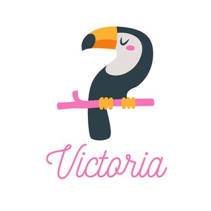 Personalized Toucan Name Label for Day Care, School, Personal Use