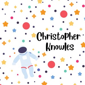 Personalized Space - Astronaut - Name Label for Day Care, School, Personal Use