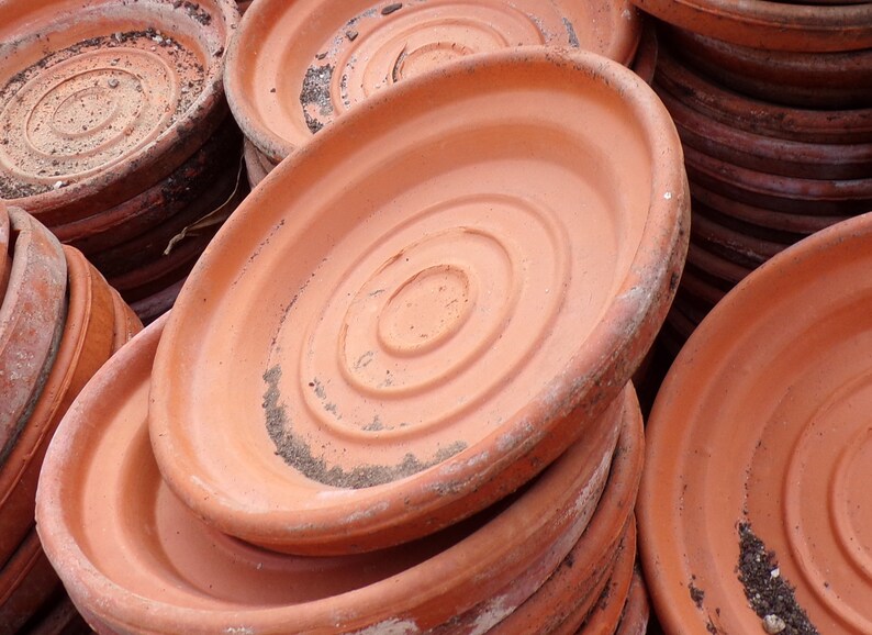 Set of 3 vintage terra cotta 7 saucers Etsy