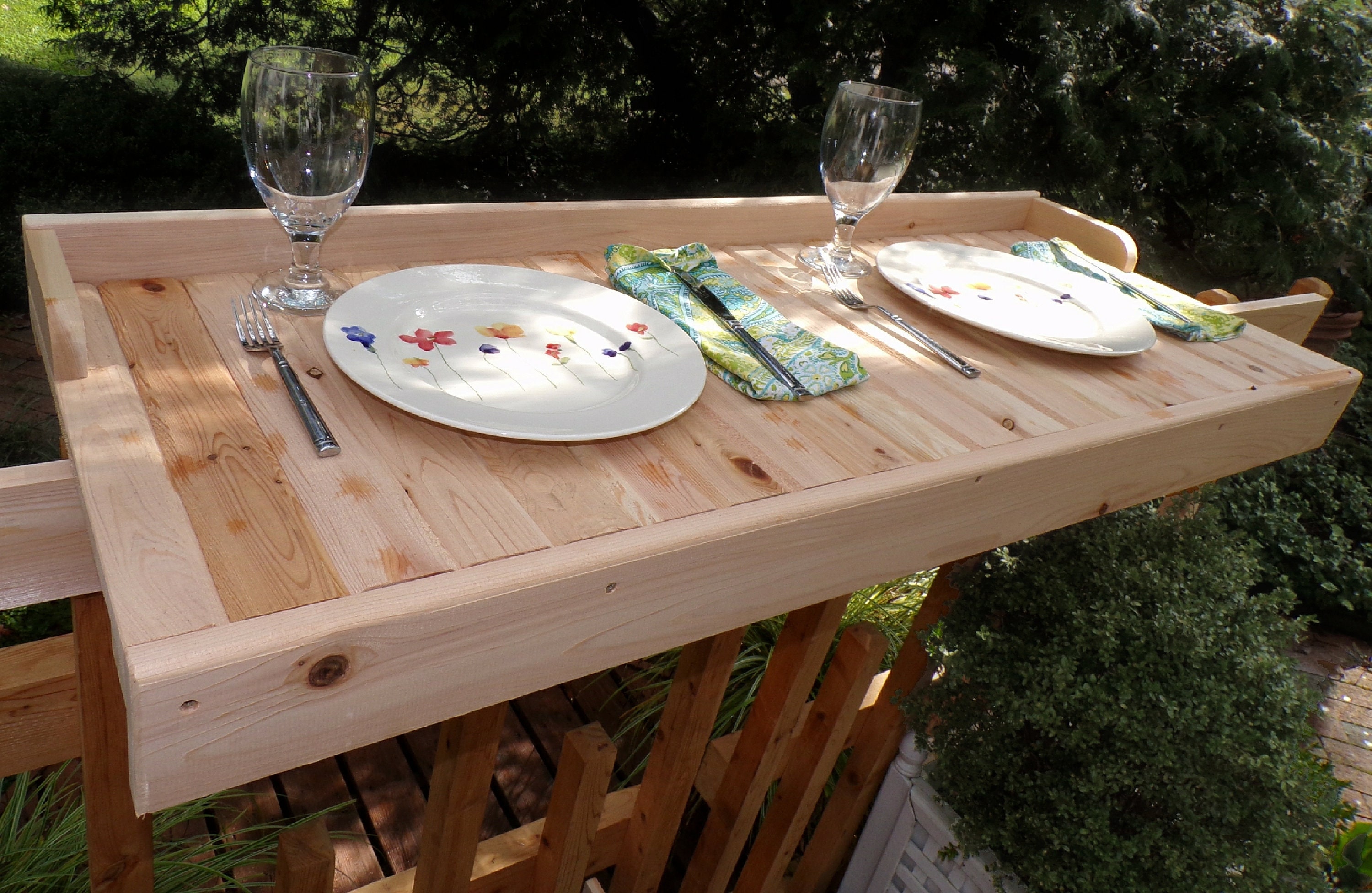 Deck / Balcony Cedar Rail Table - Etsy