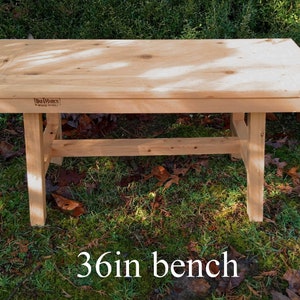 36" Handmade Bench, Indoor Outdoor, Rustic, Cedar, Shaker Bench, Patio Bench, Garden Bench, Deck Bench