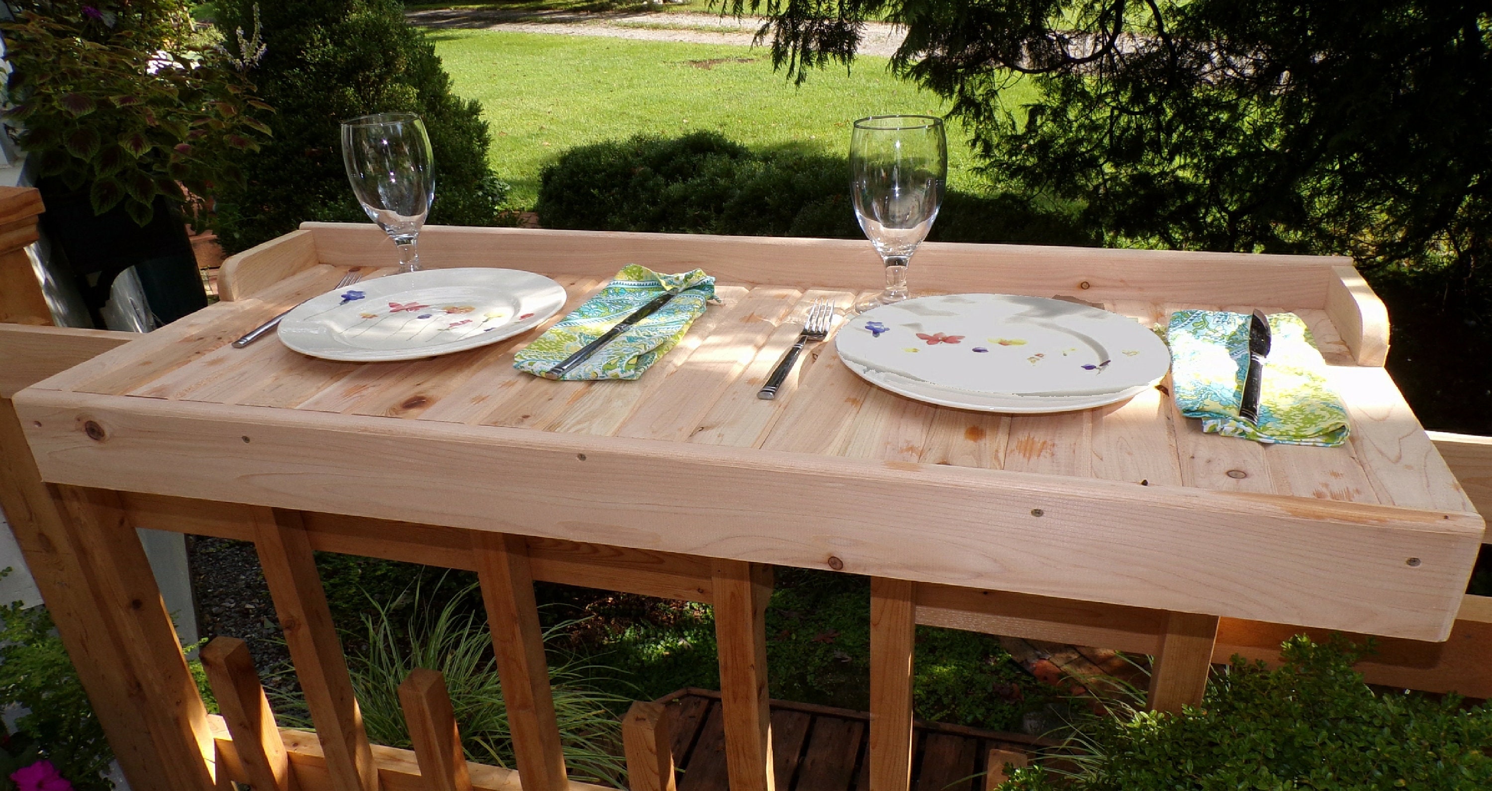 Deck / Balcony Cedar Rail Table - Etsy