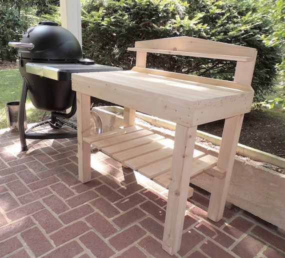 Grill Side Table Patio Table Wood Utility Deck Table Etsy