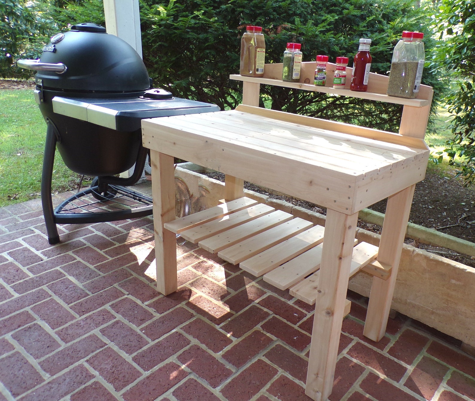 Grill Side Table Patio Table Wood Utility Deck Table Etsy