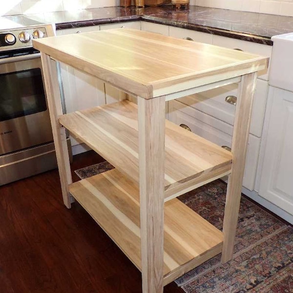 Kitchen Island Prep Table Solid Hickory