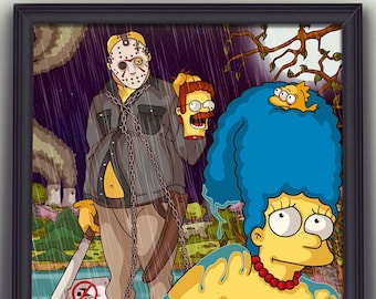 Friday The 13th Simpsons Style Art Print, Limited Edition, Signed By Artist