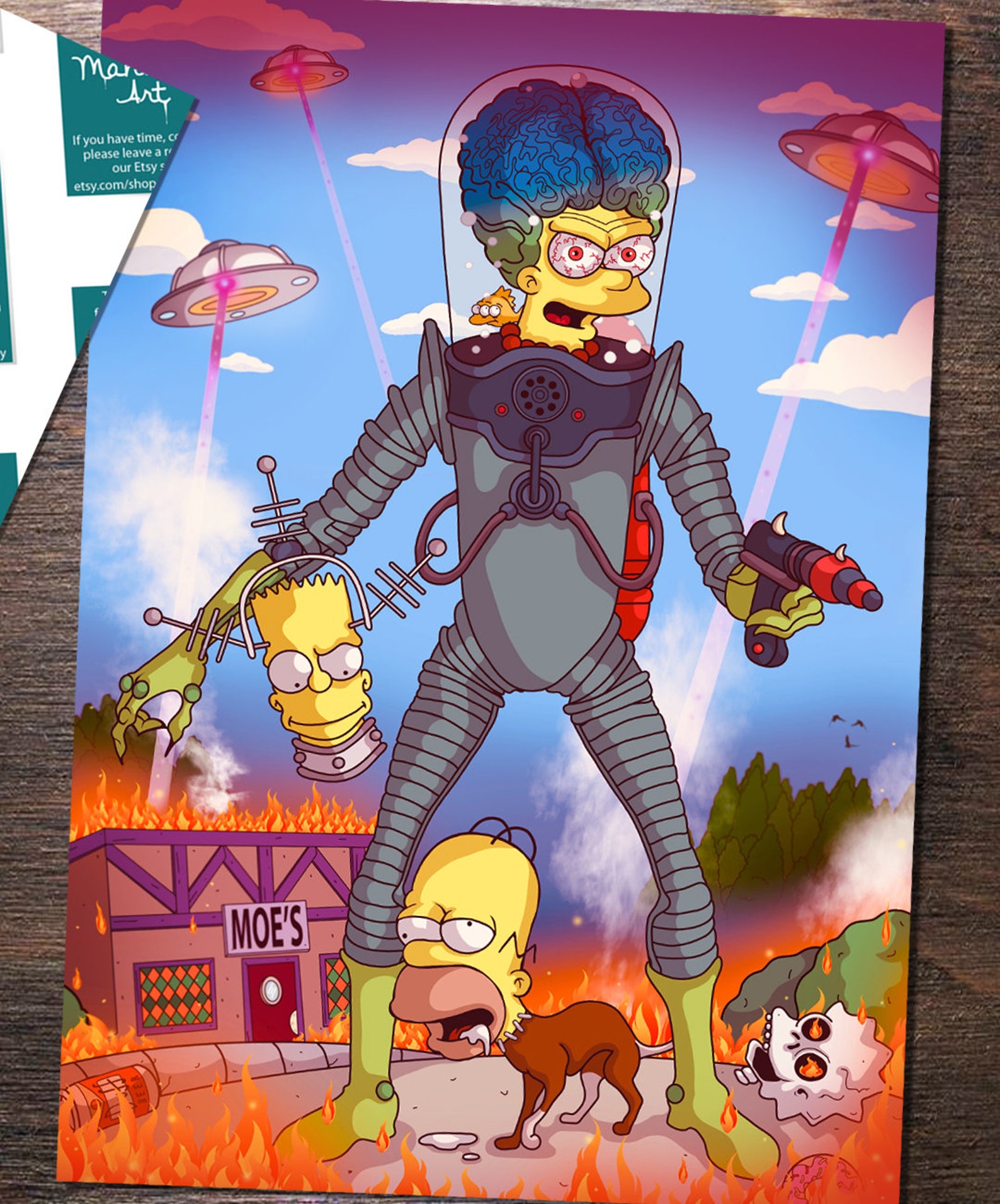 Mars Attacks Simpsons Style Art Print Limited Edition | Etsy