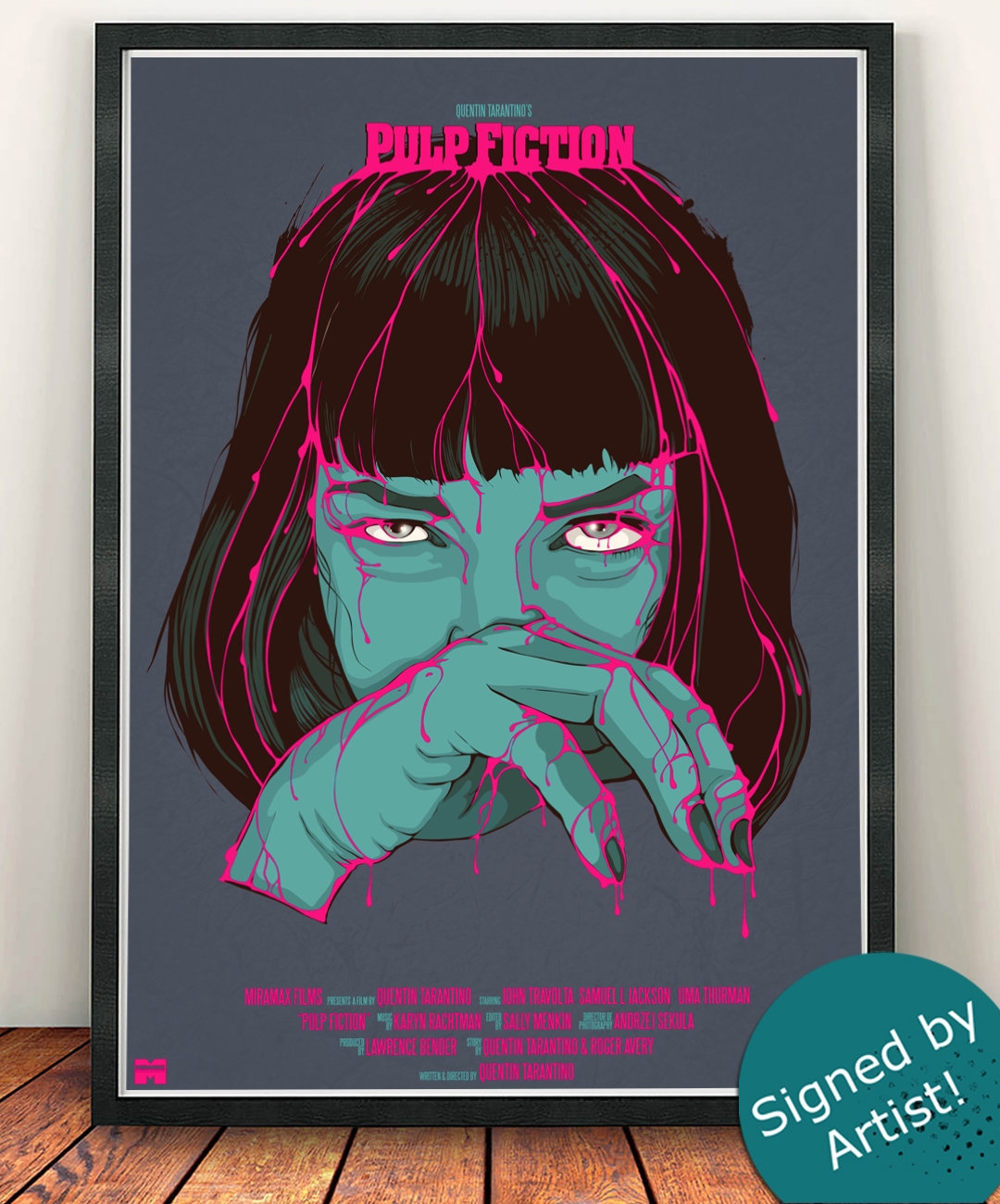 Pulp Fiction Movie Poster - Quentin Tarantino John Travolta Samuel Jackson  Uma Thurman Tim Roth Bruce Willis Crime Film Wall Art Living Room Decor