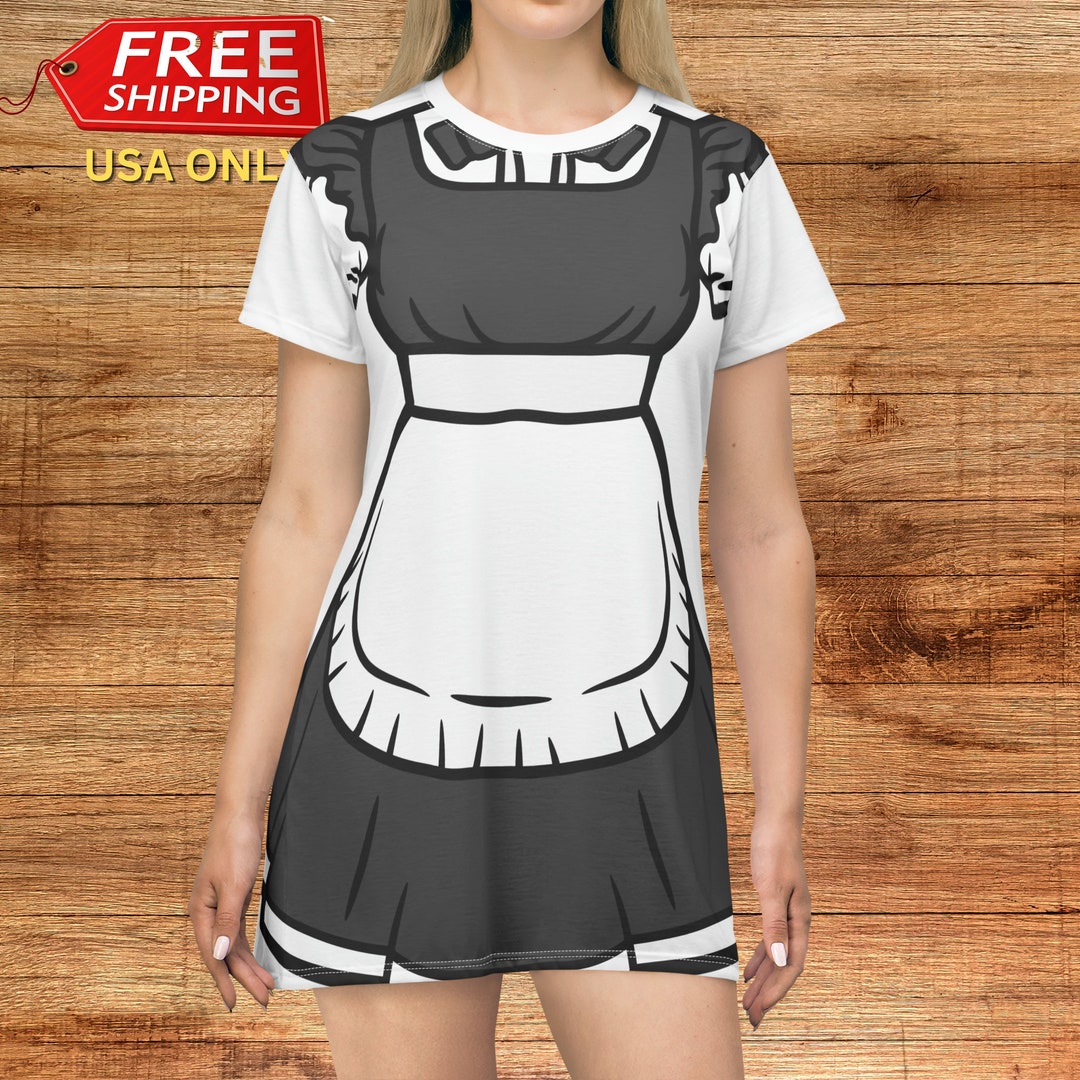 French Maid Costume White Tshirt Dress Halloween Dress Up Etsy