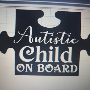 Autism Autistic Child On Board II Digital SVG File for Cricut, Silhouette, Brother cutters to create stickers for cars, trucks, laptops etc