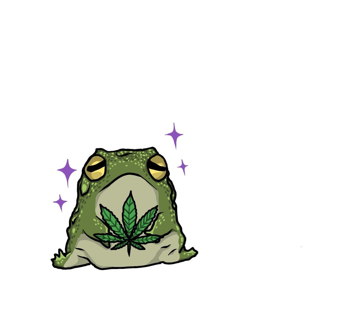 420 Frog Sticker, Vinyl Stoner Frog, Marijuana, Medicinal, Cottagecore