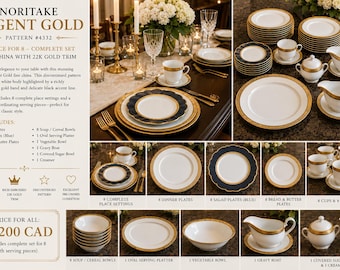 Gold and Sable by Noritake - ESTATE SET - 40pcs, Eight 5pc Place